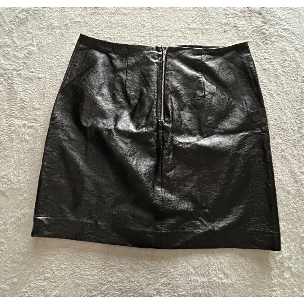 M&S Collection Black Faux Leather Mini Skirt T59 4471/03102 Size UK 16 EUR 44